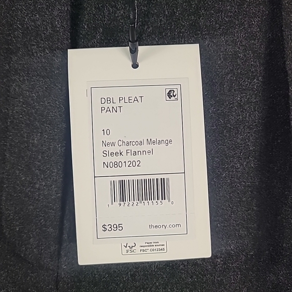 NWT Theory Women's Wool DBL Pleated Dress Pants Charcoal Grey Sz 10 - Picture 4 of 8
